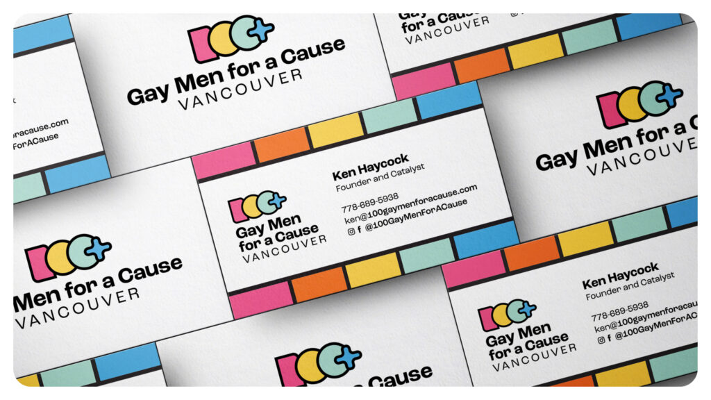 100 Gay Men for a Cause Vancouver, Natahsha Priya, Vancouver Non-Profit, Vancouver graphic designer, Vancouver logo designer, non profit graphic designer, Vancouver brand identity,