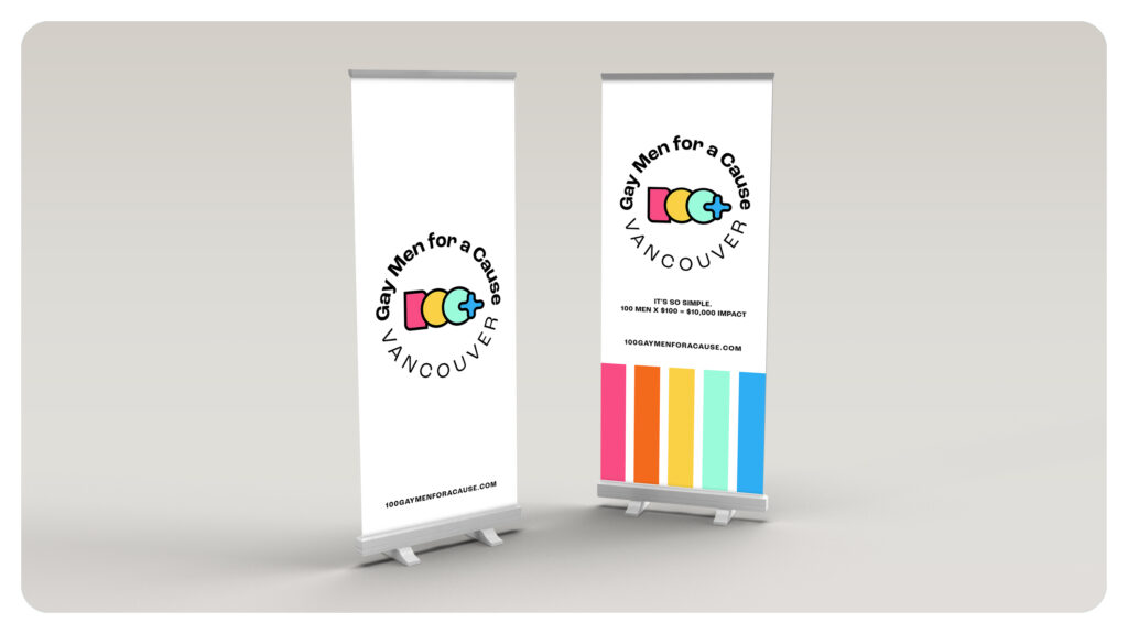 100 Gay Men for a Cause Vancouver, Natahsha Priya, Vancouver Non-Profit, Vancouver graphic designer, Vancouver logo designer, non profit graphic designer, Vancouver brand identity,